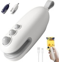 Mini Bag Sealer, 2025 Upgrade 2-in-1 Portable Handheld Vacuum Food Sealer, Heat Sealer with Cutter USB-C Rechargeable for Plastic and Snack Bags (White)