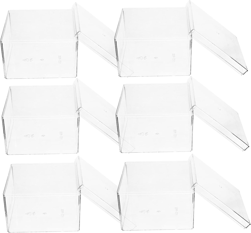 6pcs Clear Cake Containers Square Dessert Boxes for Tiramisu Mousse Cookies Pastries for Bakery Catering Keep Food Fresh and Presentable