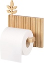 Wooden Toilet Paper Holder with Leaf Design, Wall Mounted, Slatted Rustic Bathroom Storage
