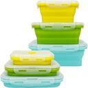 CCyanzi Collapsible Lunch Containers With Lids, Silicone Reusable Containers, Leakproof, Microwave safe, Collapsible Bowls for Camping & Travel, Set of 3