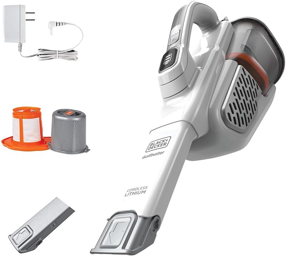 BLACK+DECKER Dustbuster Handheld Vacuum, Cordless, AdvancedClean+, White (HHVK320J10)