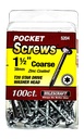 Milescraft 5204 Wood Pocket Hole Screws - #7 x 1-1/2" Washer Head with Coarse Thread (100pc.), Torx Drive Self-Tapping, for Indoor Use