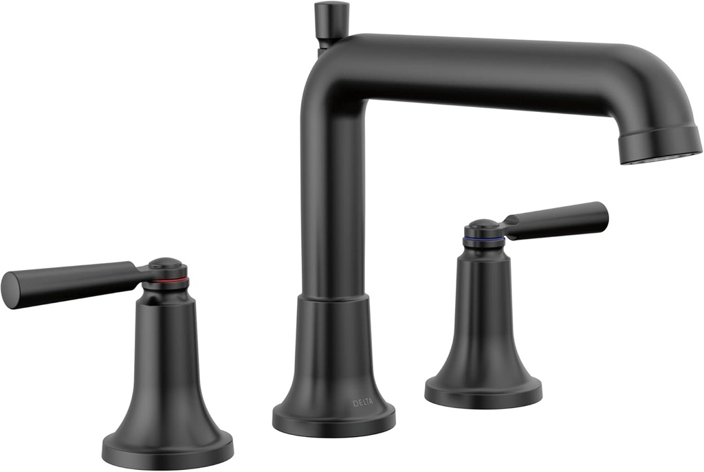 Delta Saylor Roman Tub Faucet, Matte Black Deck Mount Bathtub Faucet, Matte Black T2736-BL (Valve Not Included)