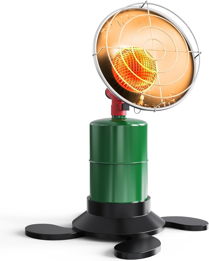 Portable Propane Heater, 6200 BTU Portable Camping Heater Outdoor with Electric Ignition, Control Valve, Gas Cylinder Base for Tent, Fishing, Garage, 7“L x 7"W x 10"H