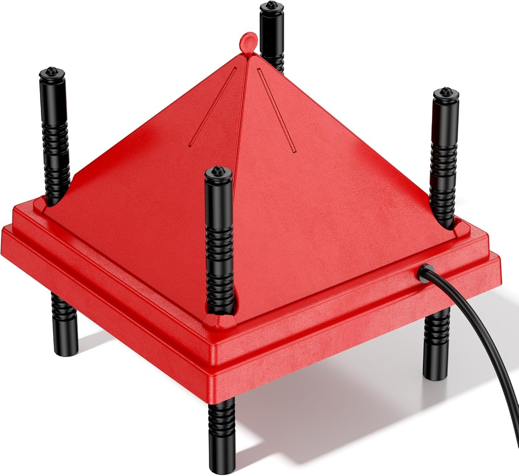 Brooder Plate for Chicks, 10" x 10" Chick Brooder Heater with Anti-Roost Cone Red