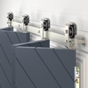 EaseLife 64" Brushed Nickel Bi-Folding Sliding Barn Door Hardware Track Kit for 4 Closet Door,Top Mount,Heavy Duty,Slide Smoothly Quietly,Easy Install,Hardware Only (Fit for Four 15" Wide Door)