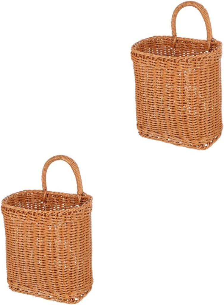 Ciieeo 2pcs Rustic Garlic Bucket Woven Hanging Basket for Kitchen Organize Spices Herbs Storage Basket Handle Great for Onions Potatoes Decorative Balcony Farmhouse Style