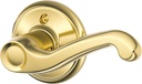 Schlage F170 FLA 605 RH Right Handed Flair Door Lever, One Sided Non-Turning Dummy Door Handle, Bright Brass