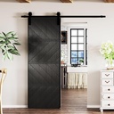BARNER HOME 30in X 84in Sliding Barn Door, MDF, with Waterproof Surface, DIY Assemble, Pre-drilled Barn Door Slab with Installation Hardware Kit,Black