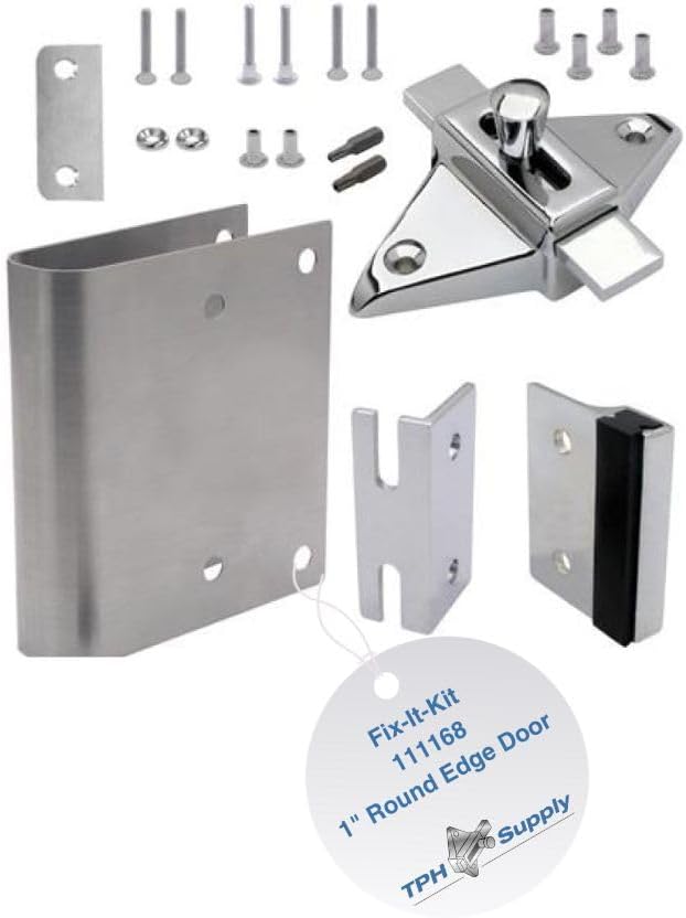 Bathroom Partition Door Converts Concealed Latch Operation to Slide Latch Operation Inswing - Used on 1" Round Edge Doors - 111168