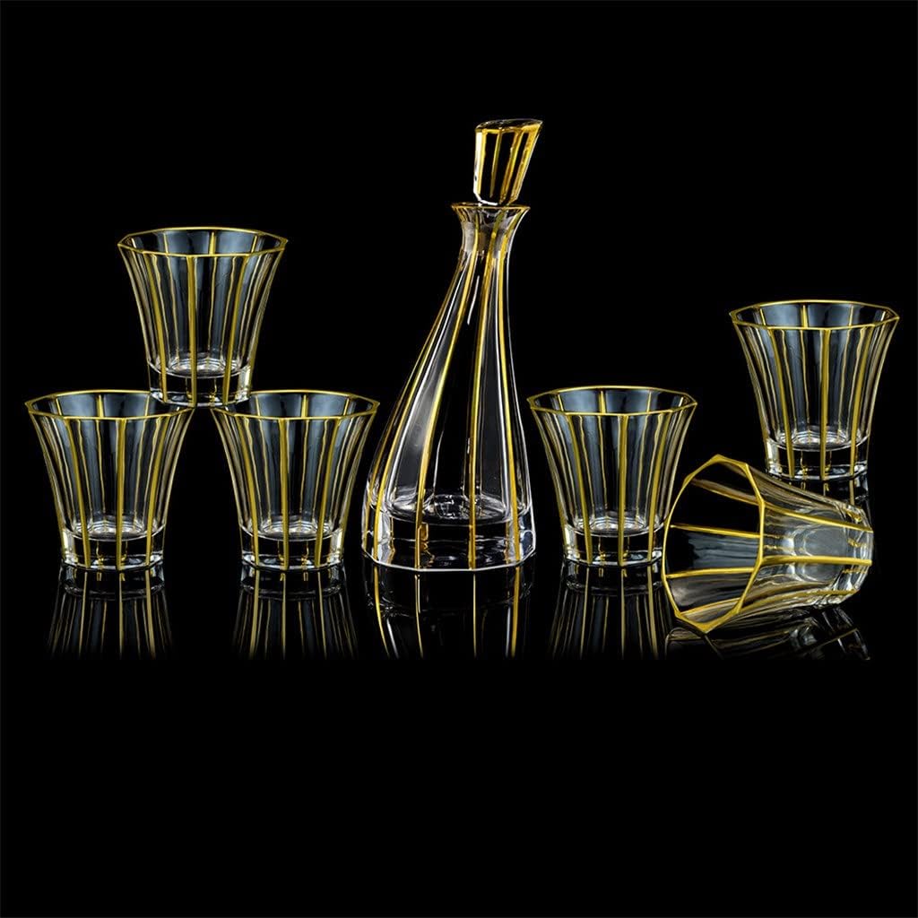 A Pot Of Six Glasses Of Whisky Set Bohemian Luxurys Gold-painted Wine Bottle Set Home Counter Ornaments(E)