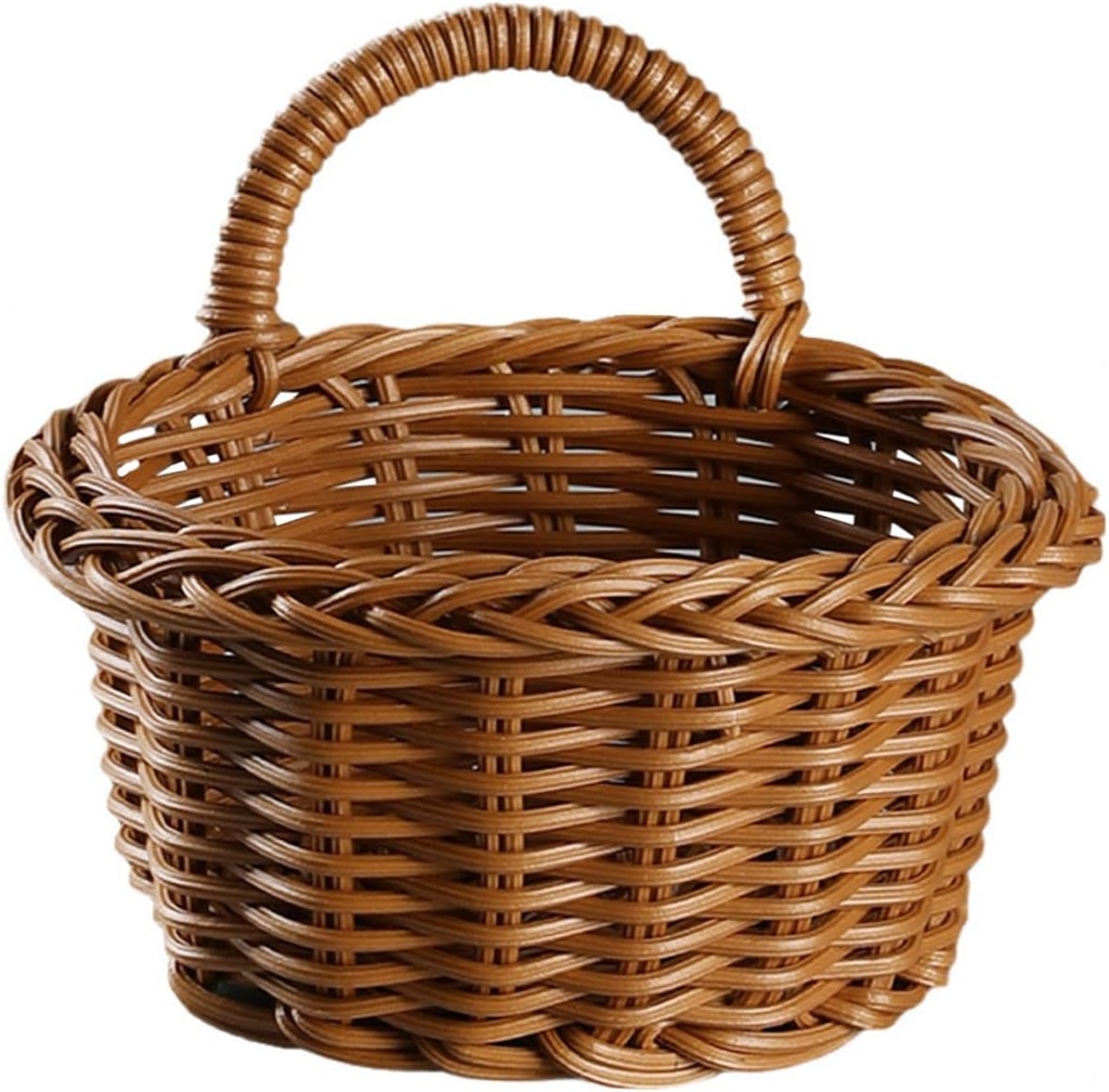 Imitation Rattan Wall-mounted Storage Basket for Kitchen Organizers Creative Hanging Basket for Onion Ginger Garlic Multi-function Decorative for Home and Garden