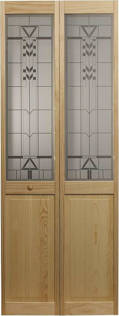 LTL Home Products 814726 Sedona Half Glass Bifold Interior Solid Wood Door, 30 Inches x 80 Inches, Unfinished Pine