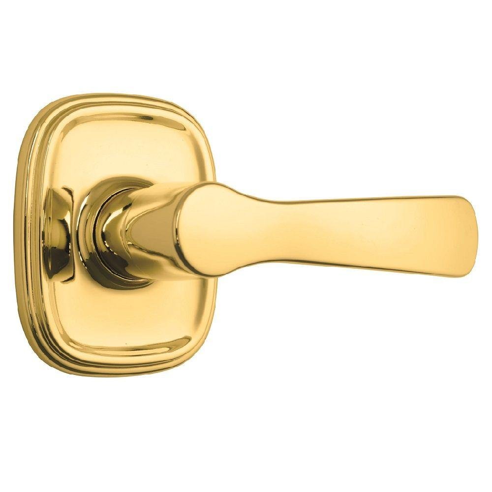 BRINKS – Alwood Push Pull Rotate Bed and Bath Privacy Door Lever, Polished Brass - Door Lock That Opens Hands-Free with a Push, a Pull or by Rotating