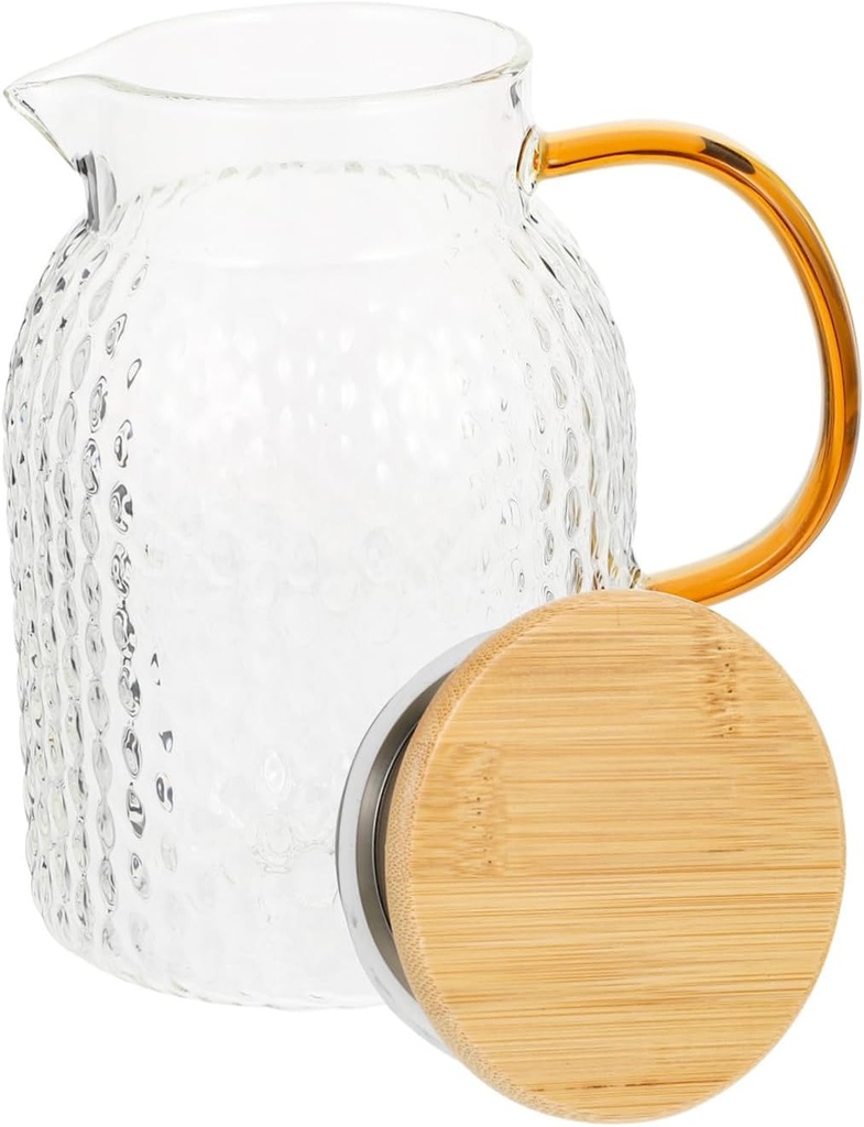 Cabilock 1Pc Capacity Cold Water Pitcher Transparent Glass Kettle for Home Use Borosilicate Water Bottle for Iced Tea Juice and Beverages