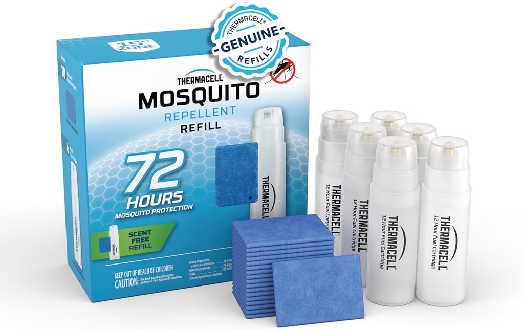 Thermacell Mosquito Repellent Refills; Compatible with Any Fuel-Powered Thermacell Repeller; Highly Effective, Long Lasting, No Spray or Mess; 15 Foot Zone of Mosquito Protection