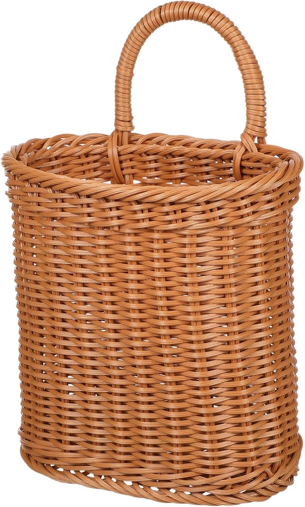 Alipis Wall-Mounted Storage Basket Handcrafted Plastic Woven Organizer for Kitchen Hanging Vegetable and Fruit Holder Simple Design for Home Décor and Space Saving