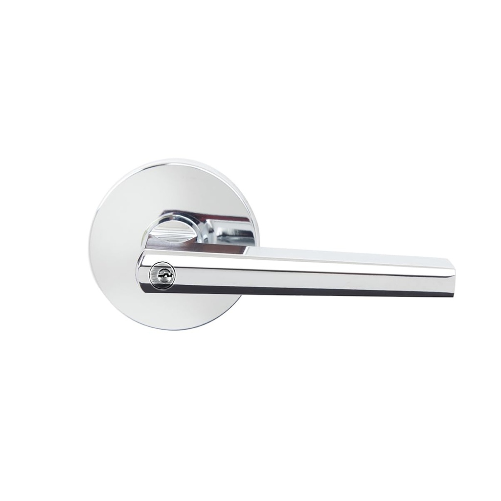 Delaney Hardware Vida Entry Door Lock with Round Trim, Fits Door 1-3/8 to 1-3/4 in. Thick, Polished Chrome Finish –Reversible Left/Right-Handed Front Door & Garage Door Lever–Easy to Install Door Lock