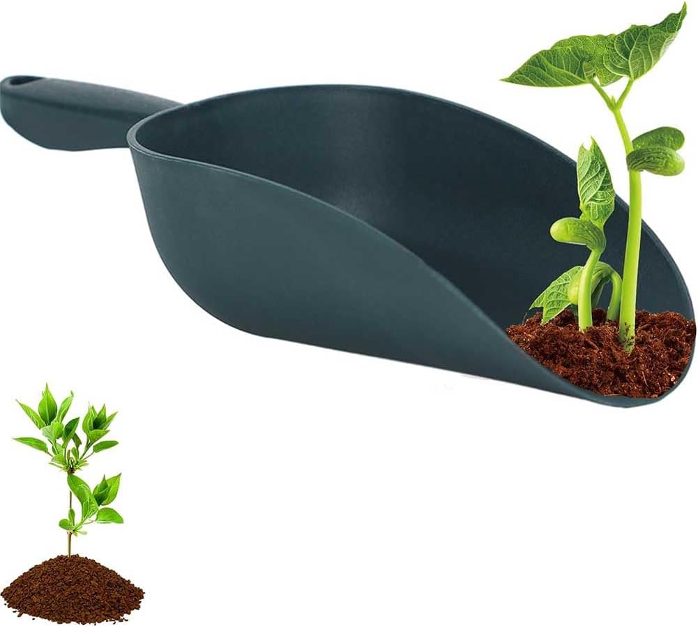 Garden Hand Soil Scoop, PP Material Loose Soil Scooper with Round Bottom, Large Capacity Scoop Garden Accessories for for Transplanting and Planting, Soil Digging and Loosening (Green)