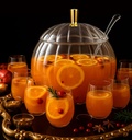 Meanplan 1.3 Gallon Thanksgiving Plastic Punch Bowl Set with 6 Clear Plastic Cups and 1 Ladle Pumpkin Shaped Punch Bowl Fall Harvest Kitchen Decoration for Fall Autumn Party Supplies