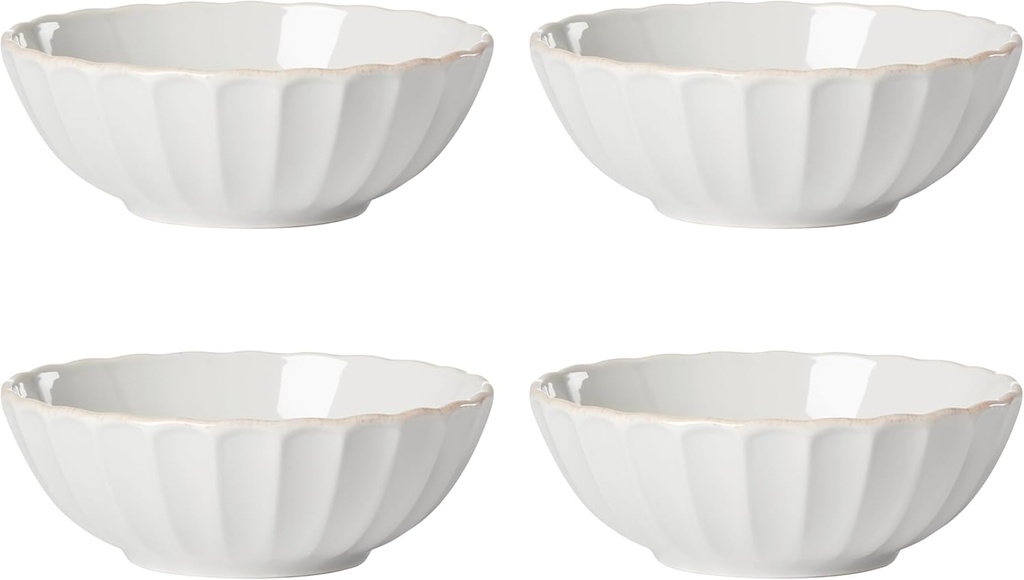 Lenox French Perle Scallop 4-Piece Bowl Set, 4.00 LB, White
