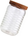 Zerodeko Hammered Glass Jar Wooden Lid 300ml Food Storage Container Airtight Glass Canister for Tea Sugar Candy for Kitchen and Home Organization