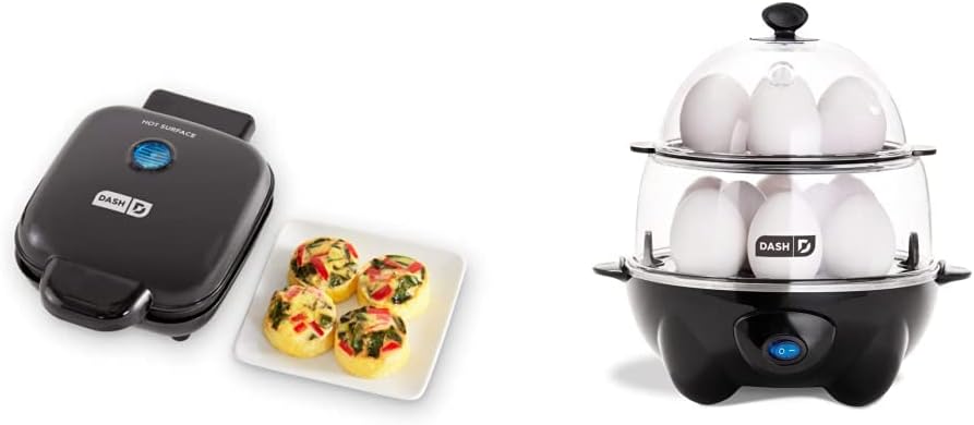 DASH Deluxe Sous Vide Egg Bite Maker with Silicone Molds + DASH Deluxe Rapid Egg Cooker - Black