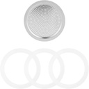 Sivaphe 6 Cups Moka Pot Replacement Infuser Parts Only for Aluminum Italian Stovetop Espresso Coffee Maker, 1 Filter and 3 Silicone Gasket Seals