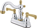 Kingston Brass KB1604FL Heritage 4" Centerset Lavatory Faucet with Metal Lever Handle, Chrome/Polished Brass