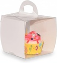 Single Cupcake Containers with Handle for Party Favors, Baby Shower, Wedding, Birthday Dessert Packaging, Pack of 12 (White)