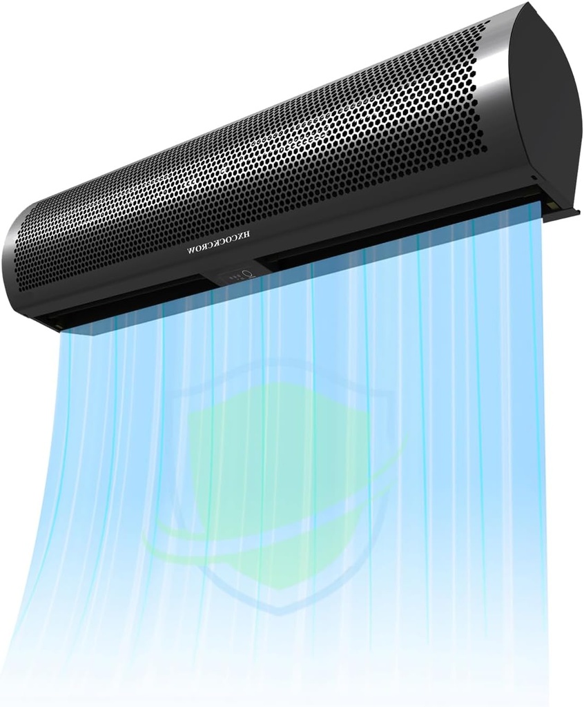 36’’ Air Curtain for Doors,【New Upgrade】 Commercial Matte Black Door Fan with Door Magnetic Switch for Home Restaurant Shop Garage, 2-Speed Indoor Curtain Fan, High Power & Slim