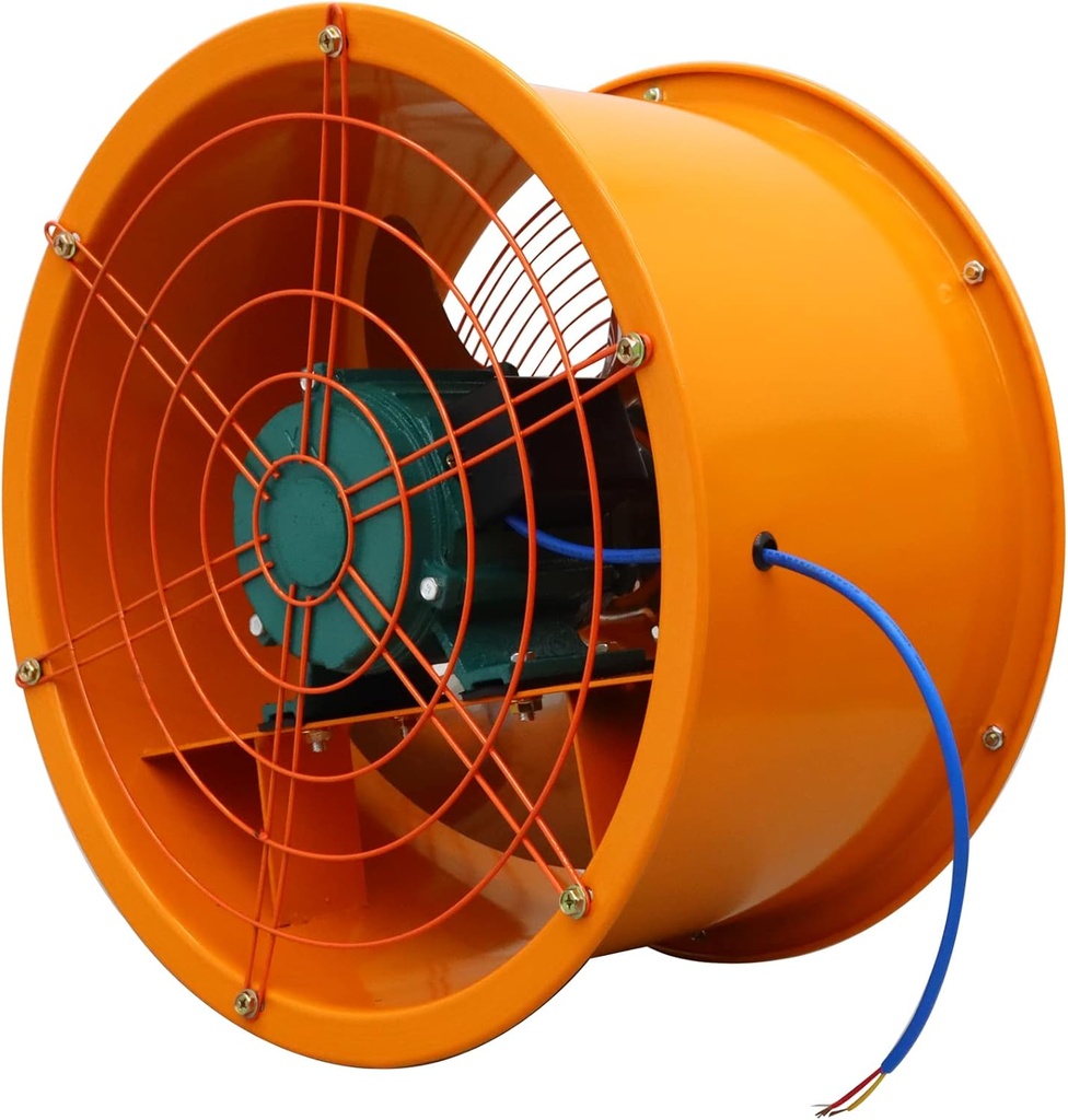 12" Axial Exhaust Duct Fan, 220V 150W Utility Stainless Steel Pipe Fan, Ventilation Fume Extractor for Kitchen Warehouse, Air Volume: 2350m³/H