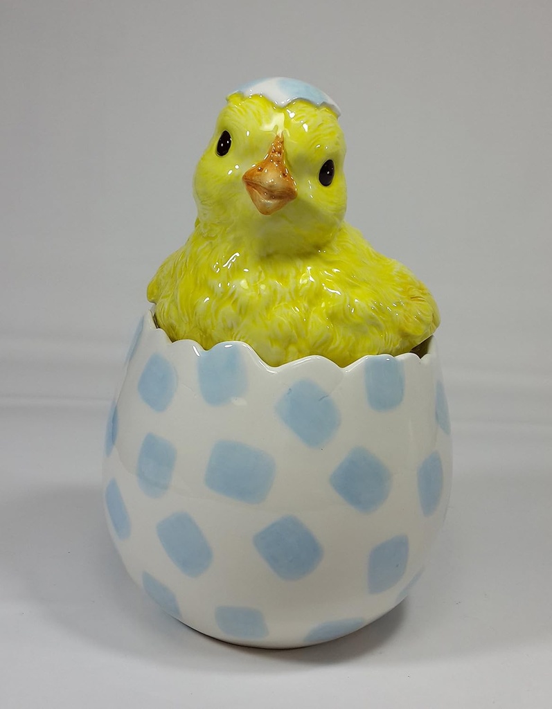 Cosmos 20889 Fine Ceramic Chick Hatched Egg Shaped Cookie Jar, 9-1/8" H