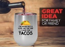 Taco Lover Silver Edition Wine Tumbler 12oz - I've never felt a - Mexican Food Taco Lovers Food Lovers Funny Vintage Tacoholics Chef Taco Fans Antique