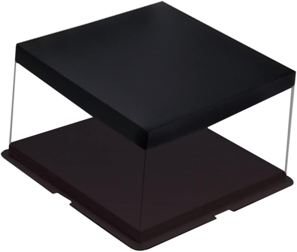 HEALLILY Elegant Square Cake Box Cupcake Baking Bag (10.5inch Single Layer) Display Muffin Packaging Container for Wedding Birthday Party