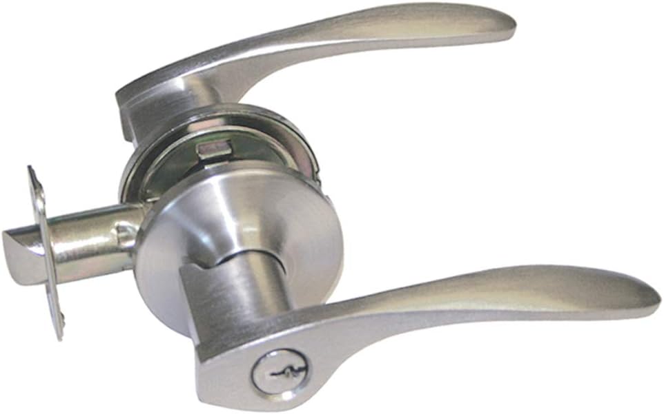 eBuilderDirect Satin Nickel Entry Entrance Lock Door Lever Handle Knob Keyed Alike 836DC