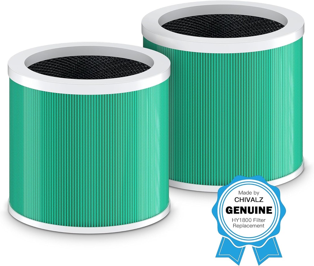 CHIVALZ Genuine HY1800 Air Purifier Replacement Filter, 3-in-1 Filtration, High-Efficiency Activated Carbon, True HEPA Filter (2 Pack)