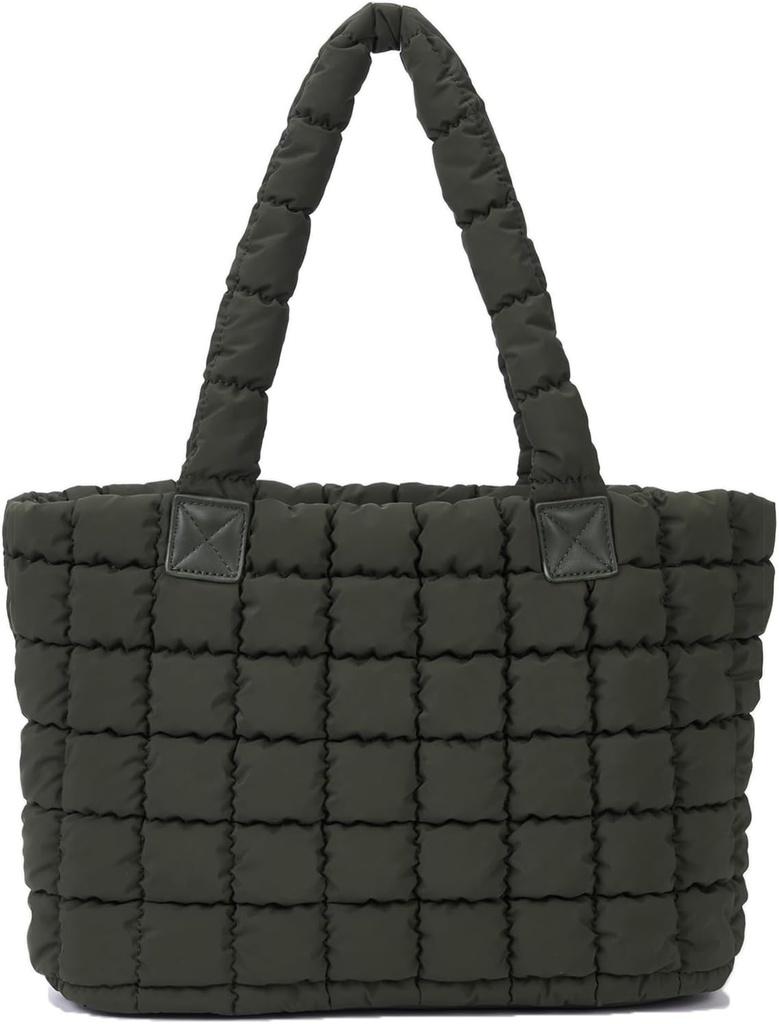 Cute Lunch Box for Women Quilted Lunch Tote Bag Insulated Puffer Lunch Bag for Office Work, Green