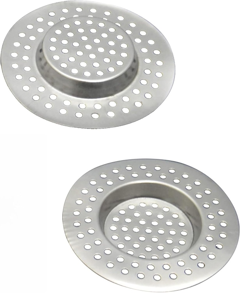 Sink Strainer Plug Hole Hair Catcher 2Pcs Stainless Steel Hair Catchers, Bathtub Shower Drain Cover Hair Catcher Sink Plug Stopper Drain Filter for Kitchen Bathroom Sink(7.6cm)
