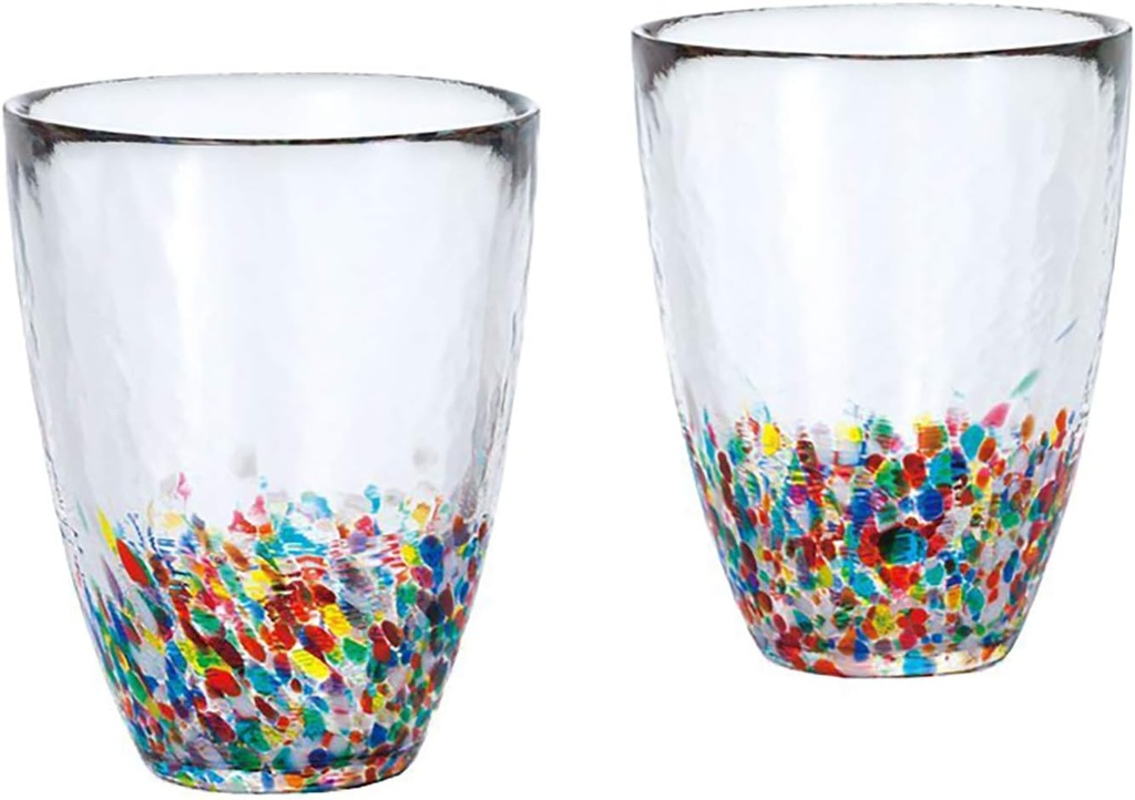 ADERIA FS71550 Tsugaru Vidro Nebuta Tumbler Pair, 10.1 fl oz (300 ml), Made in Japan with Cosmetic Box, Glass, Highball, Cup, Wedding, Celebration, Beer, Stylish, Present, Glass, Sake, Birthday,