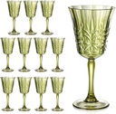 10oz Green Plastic Wine Glasses Goblets Stemmed Wine Glasses Set of 12 Shatterproof and Reusable Crystal Glasses Set for Wedding Reception Grand Event Party Ceremony (12, Green)