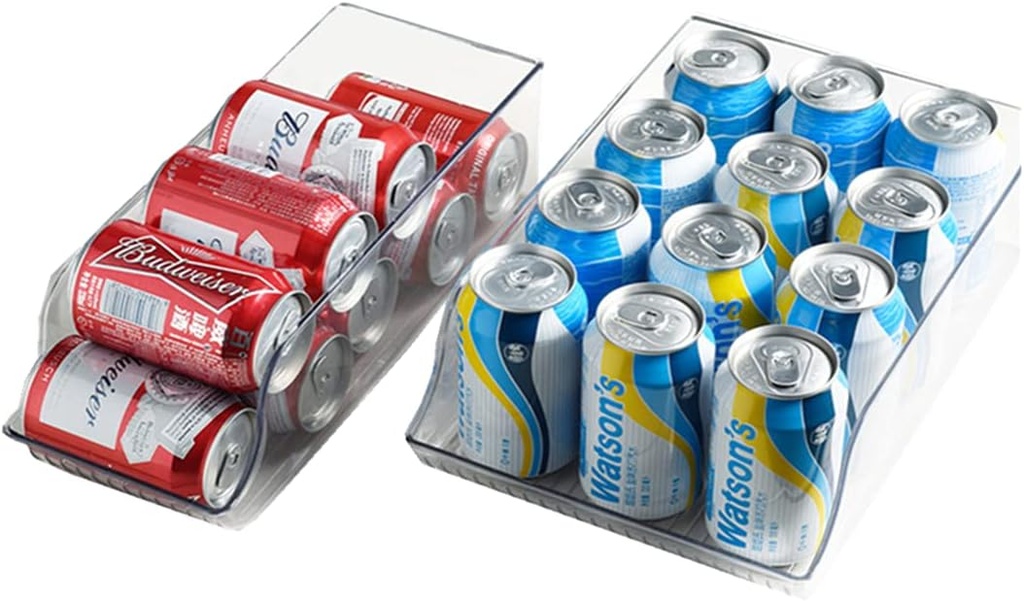 Xicennego Pop-Up Soda Can Dispenser Storage Organizer Bin (2pack-Large&Small) PET Can Holder Storage Beverage Canned Food Organizer For Kitchens Refrigerators Counters Freezers Shops Camping RVs