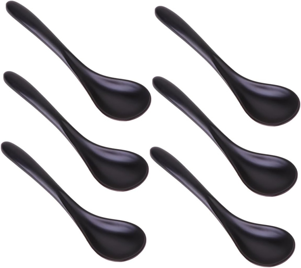 6pcs Restaurant Spoon Tablespoon Formula Dispenser Won Ton s Soup Ladles Soup s Ice Cream s Food Serving Dinnerware Cocktail Decor Black
