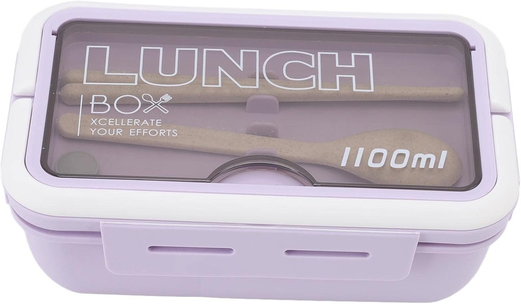 aqxreight Compartment Lunch Box 2 Compartments 1100ml Lovely Adult Box with Spoon Chopsticks for Kitchen Work ()
