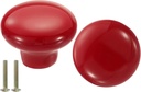 uxcell 2 Packs Ceramic Drawer Knobs, Round Dresser Pulls, Decorative Drawer Knobs with M4 x 25mm Screw for Cupboard Wardrobe, Red
