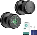 5-in-1 Smart Door Knob, Fingerprint Door Knob with App Control, Smart Fingerprint Door Lock,Auto Lock, Ideal for Home, Bedroom, Office, Black
