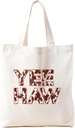 Yee Haw Western Canvas Tote Bag for Women, Cowgirl Gifts, Western Stuff for Women, Cowgirl Stuff, Cowhide Cow Print Tote Bag, Reusable Grocery Bags Shopping Bags