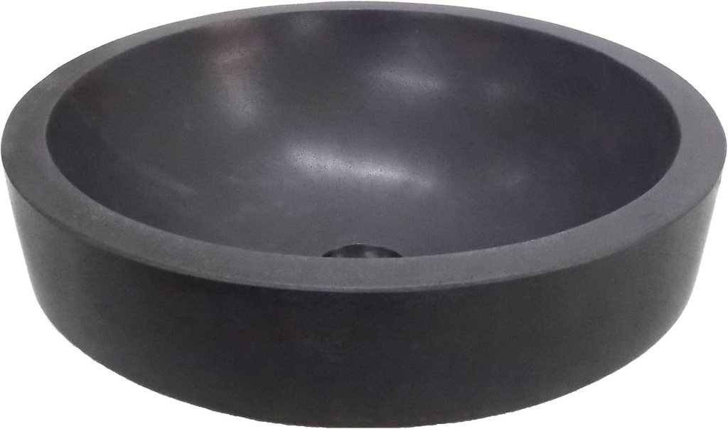Eden Bath Semi Recessed Round Vessel Sink, Black Lava Stone - Stylish Bathroom Sink