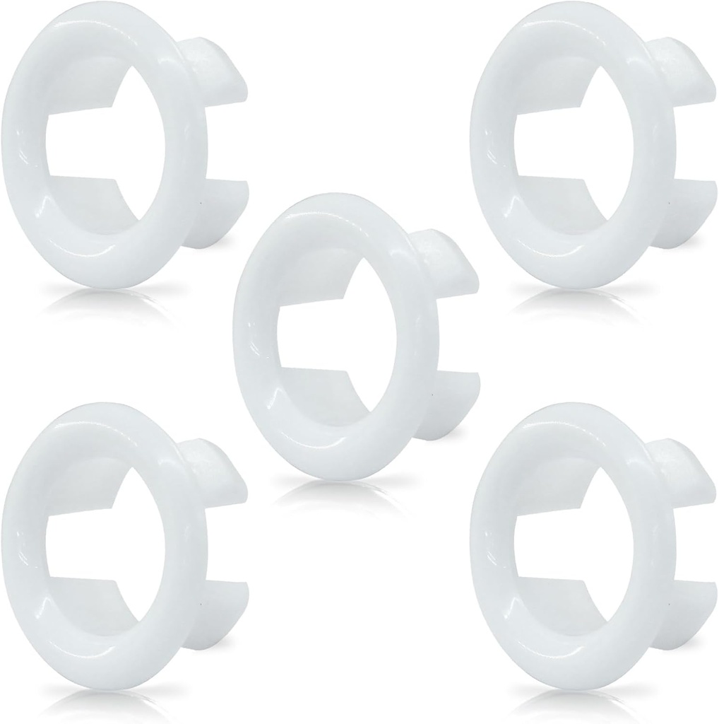 5 Pcs White Overflow Cover Rings, Round Hole Trim Hole Insert in Cap for Home/Sink/Bathroom/Kitchen