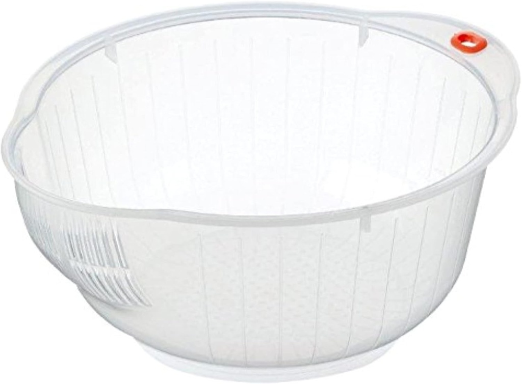 Inomata Plastic Japanese Rice Washing Bowl with Strainer, 2 quart